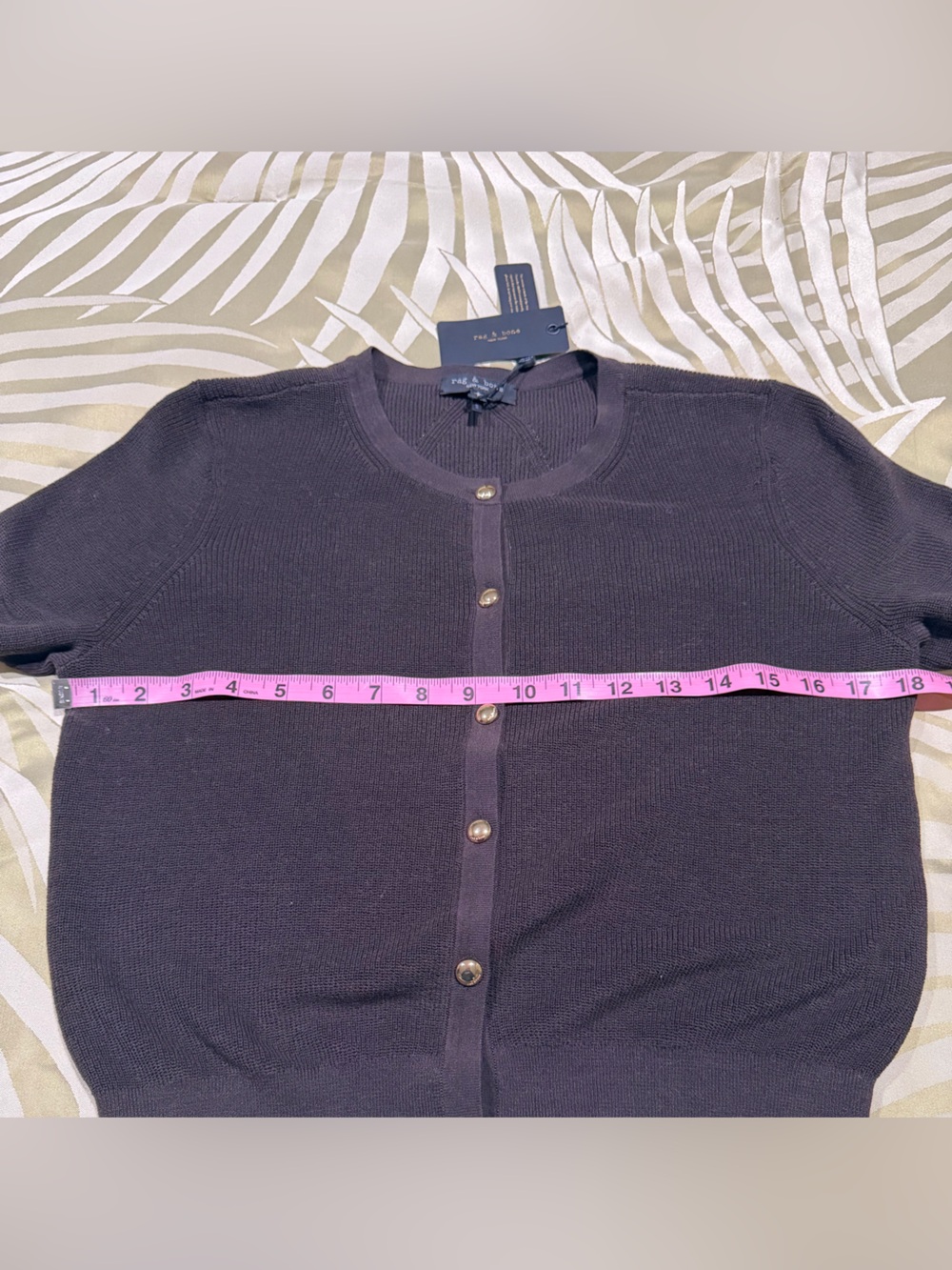 rag & bone Dina Tipped Short Sleeve Cardigan in Chocolate Brown - Picture 10 of 12